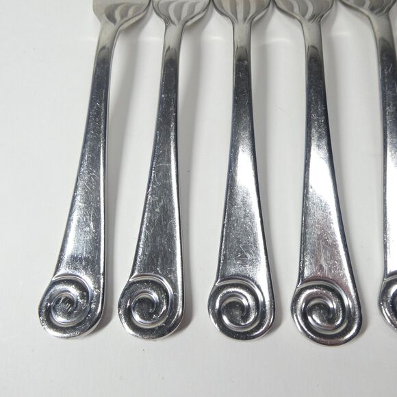 Robert Welch Ammonite 8 Salad Forks Stainless Flatware Helmick Korea 18/10 - Picture 2 of 9